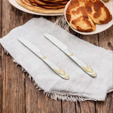 Magna Dessert Knife Set - 2 Pcs - Silver & Gold